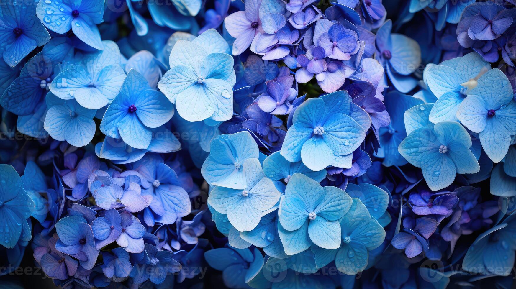 vibrant blue hydrangea bouquet photo