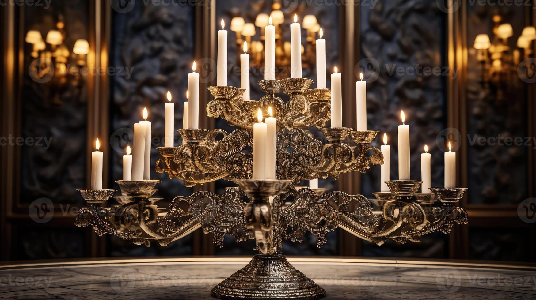 glow menorah christmas tree photo