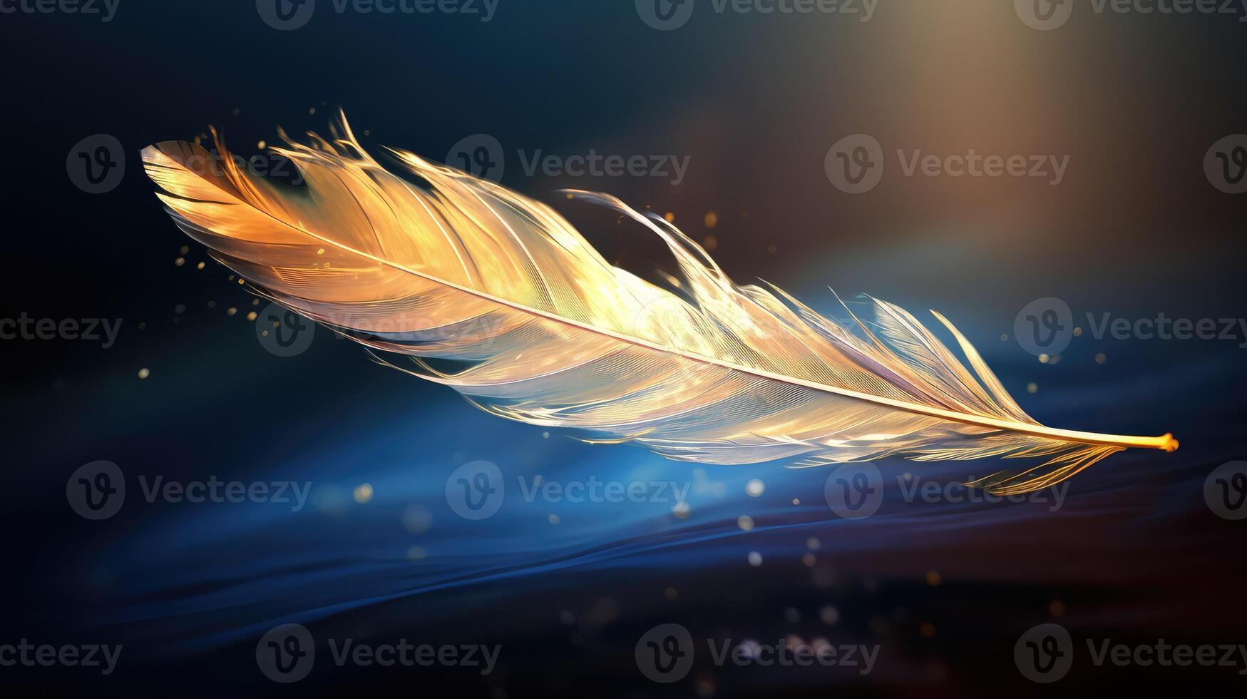 iridescent gold and blue feather photo