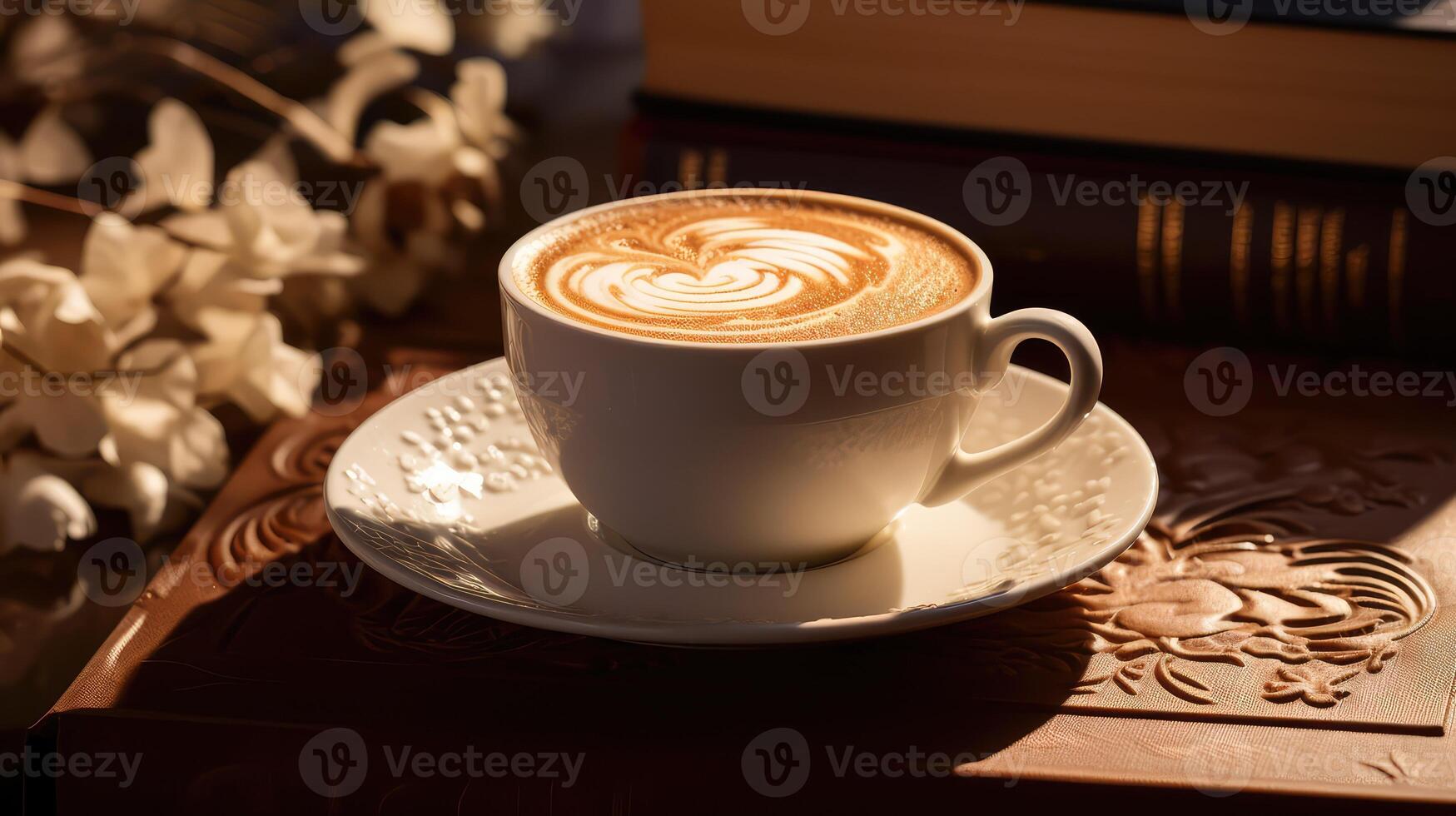 reading coffee with book photo
