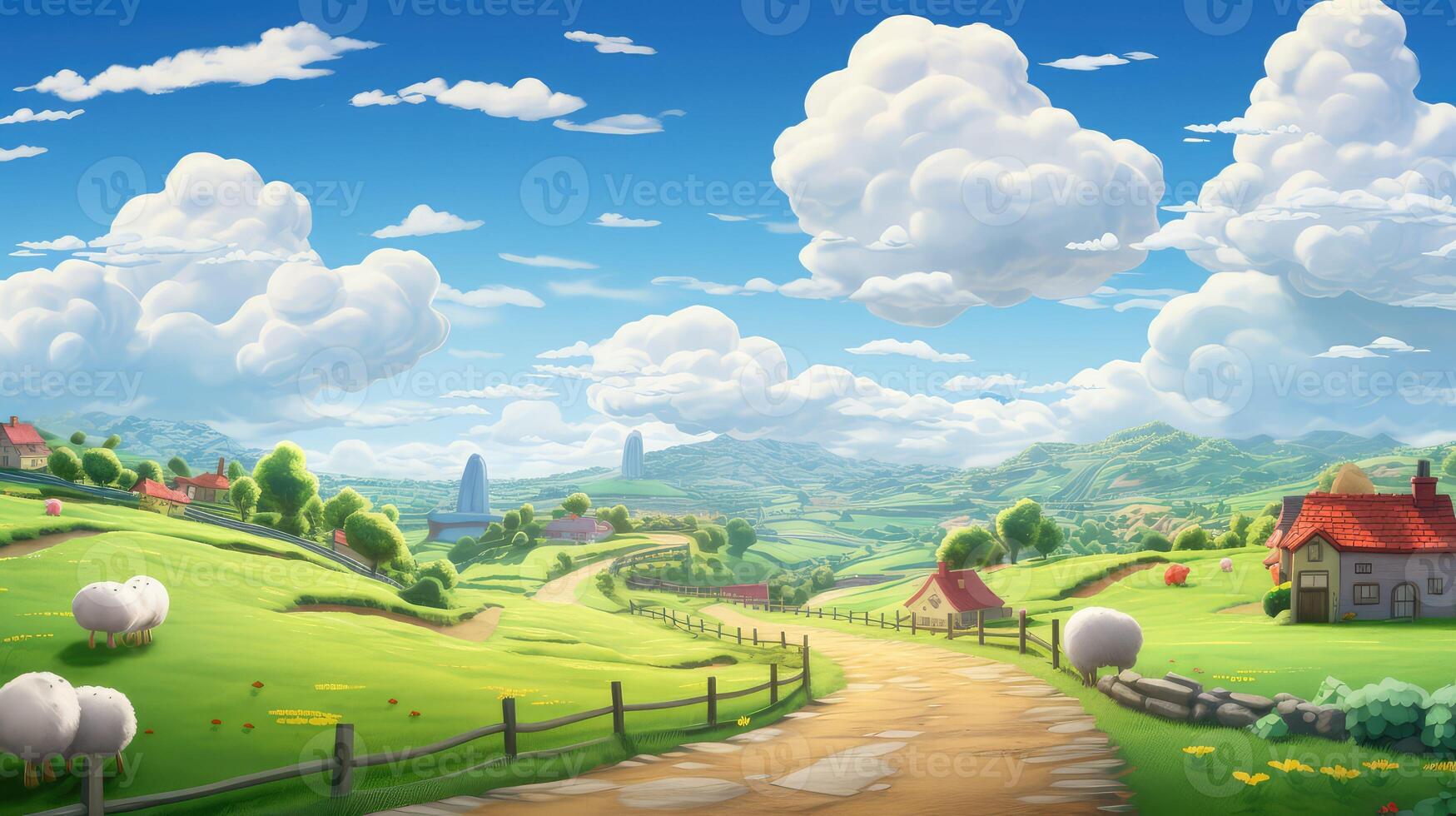 sky cartoon roads photo