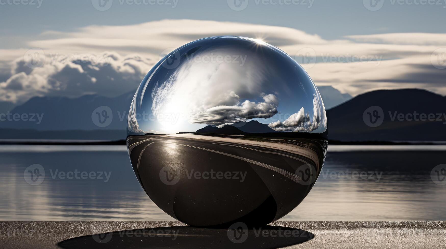 mirror silver sphere photo