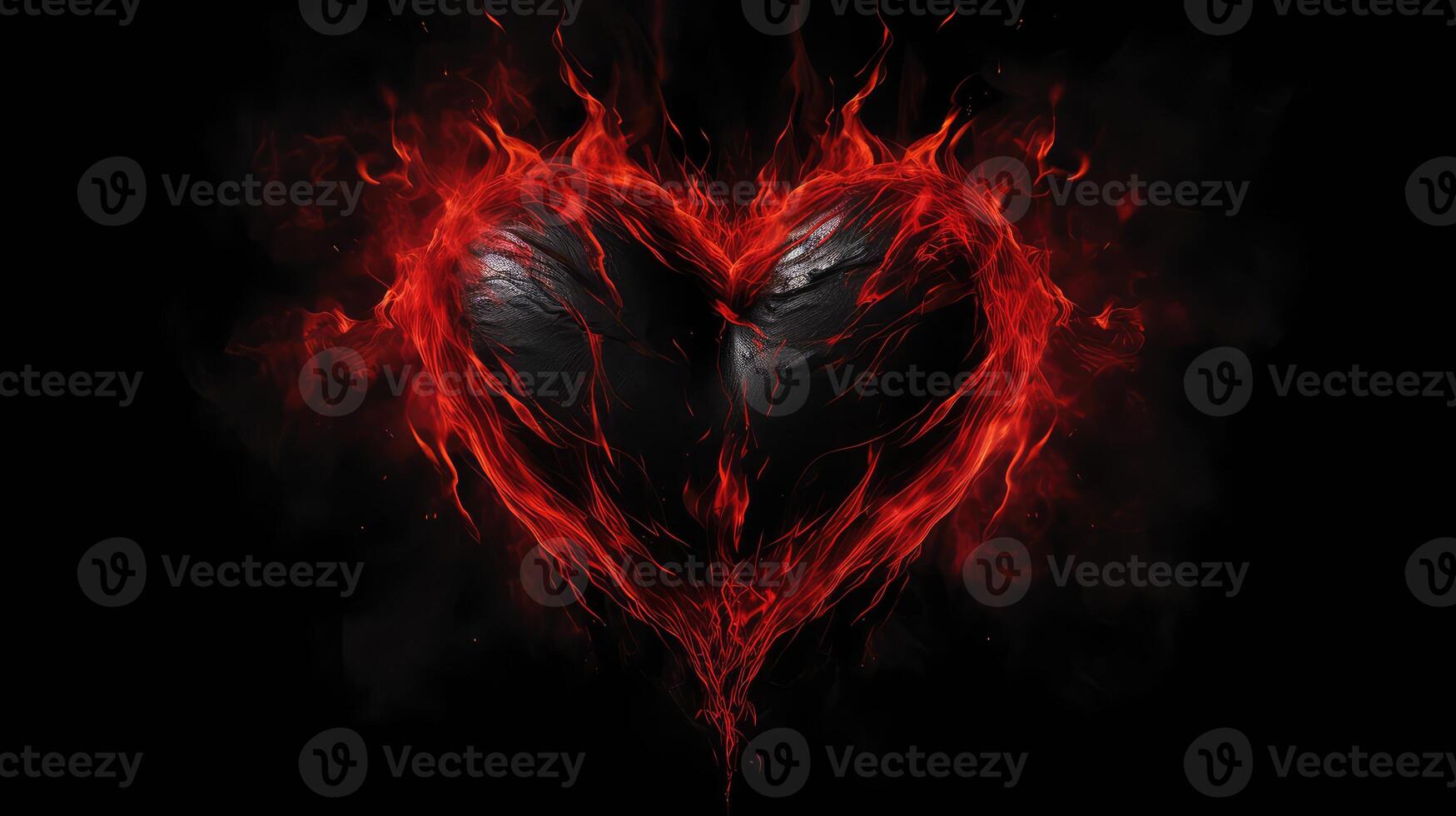 red heart black background photo
