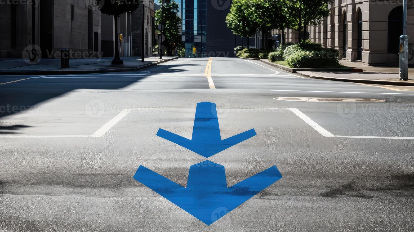 pavement arrows blue photo