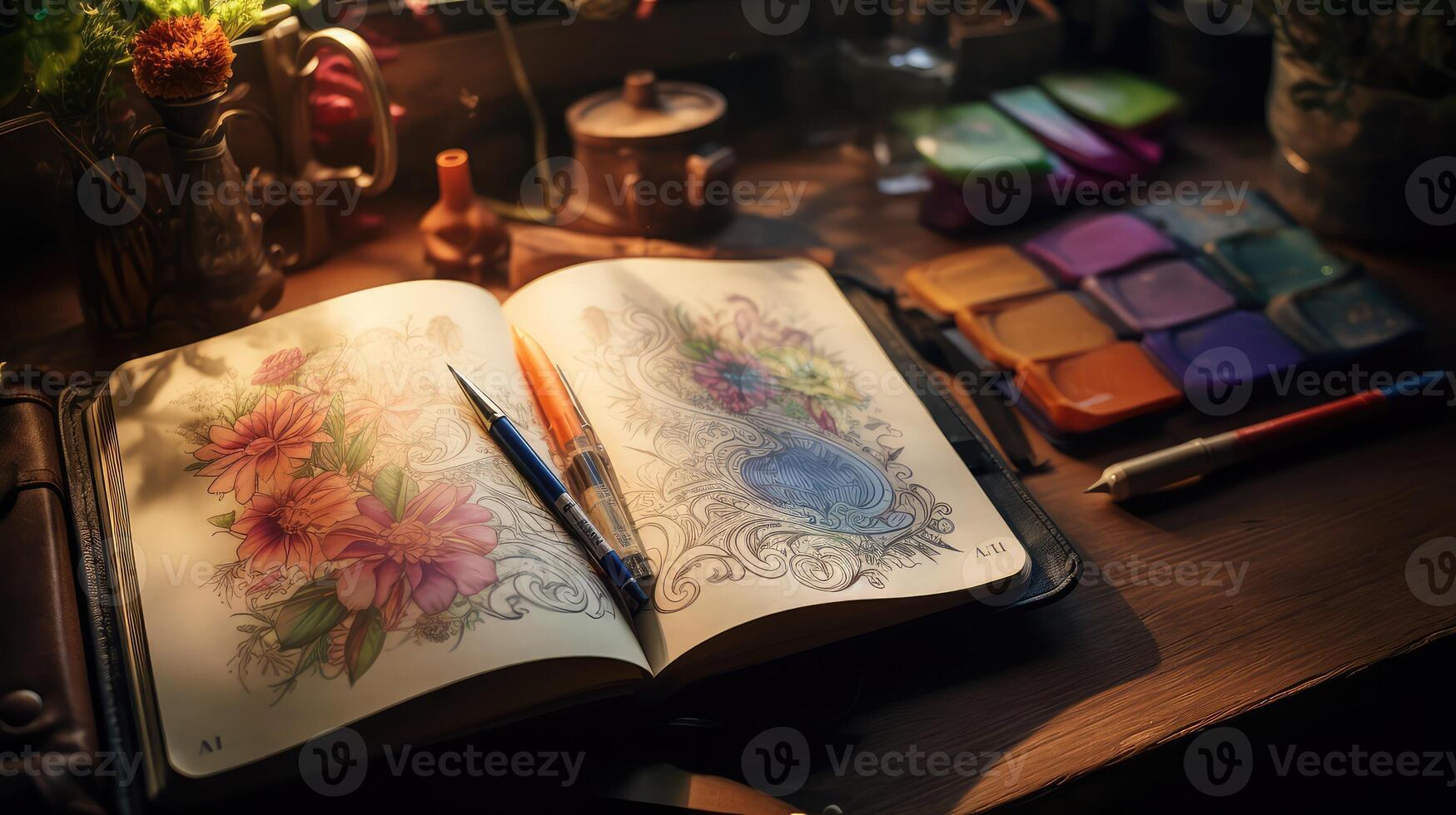 open journal on table photo
