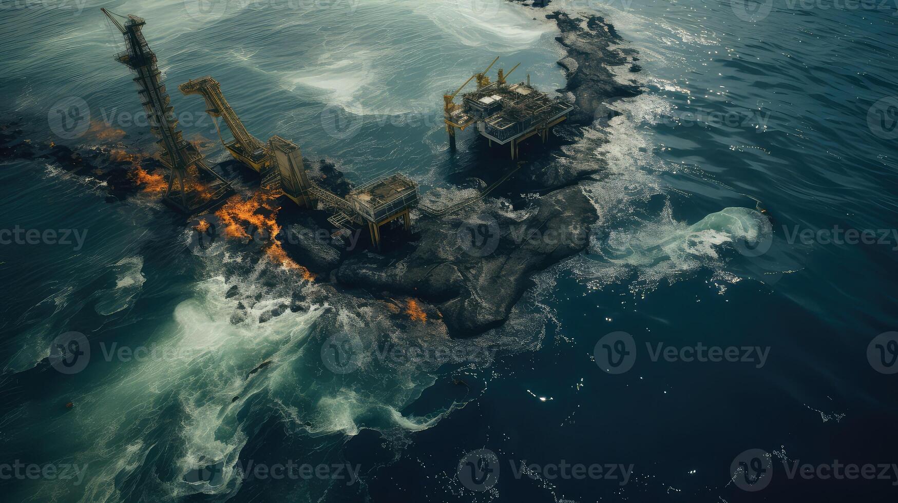 ocean oil rig field photo