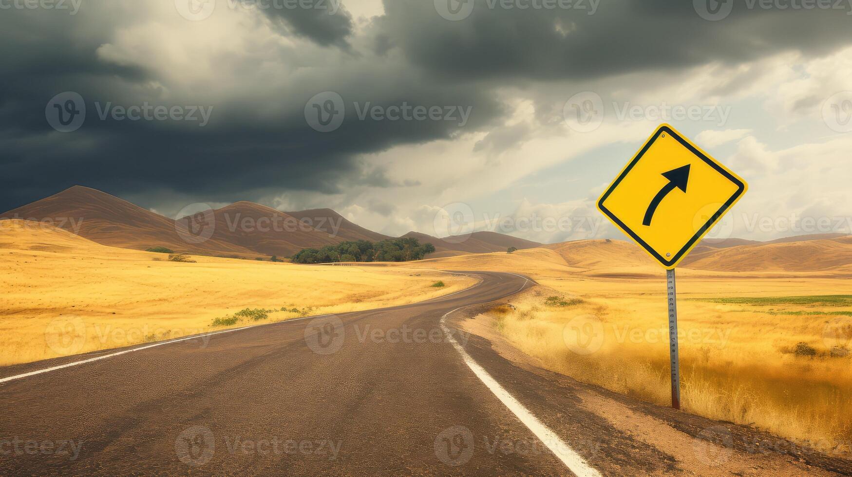 curve yellow road photo