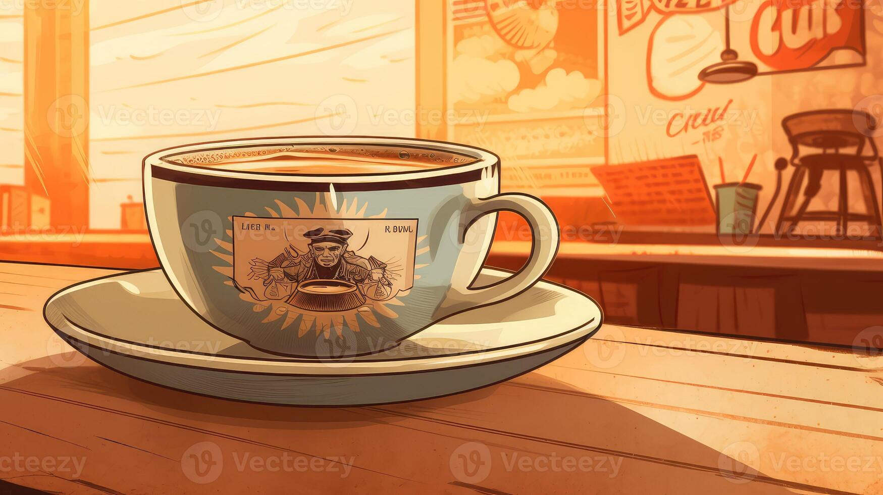 intricate illustration of coffee cup photo