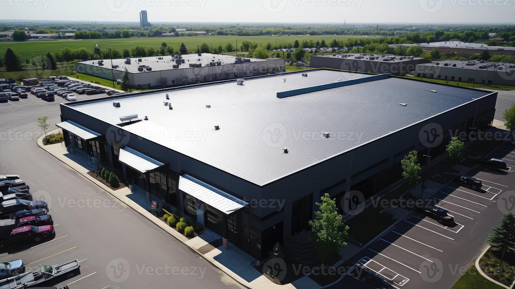aerial commercial metal roof photo