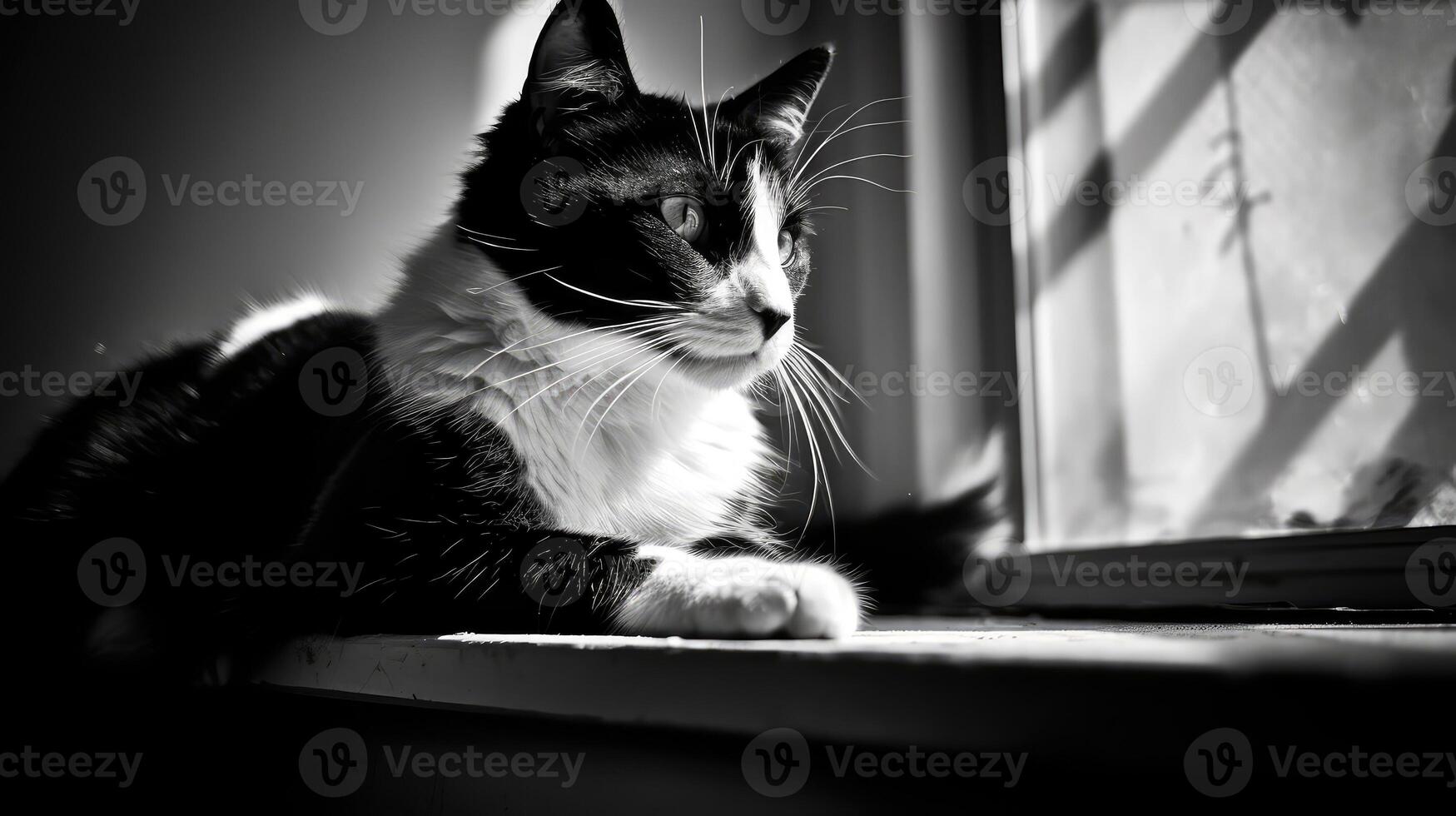 contrast black and white cat photo