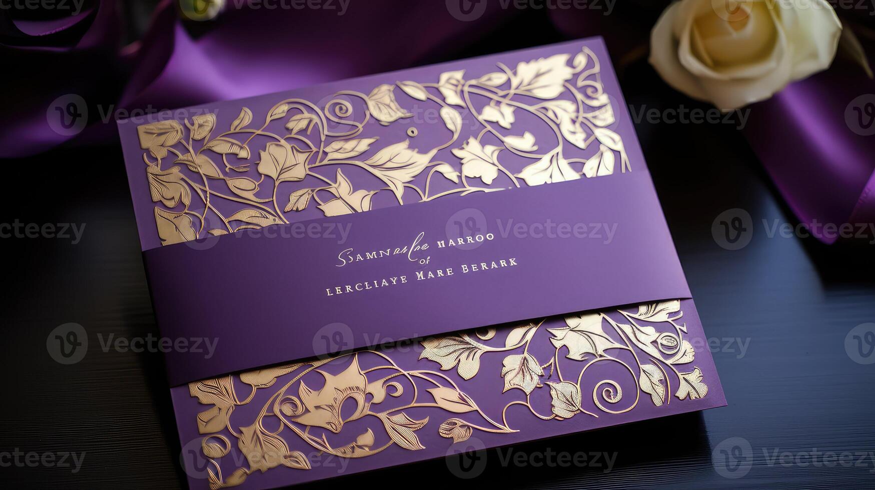 floral purple wedding invite photo