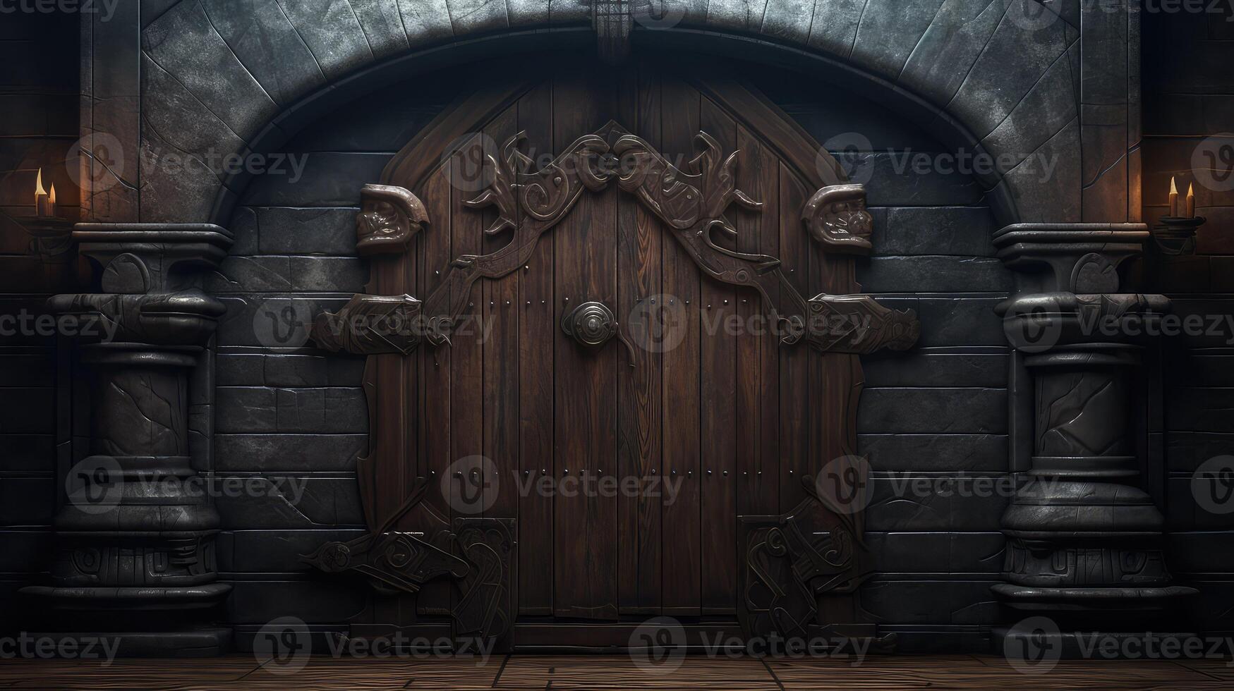 carvings medieval door photo