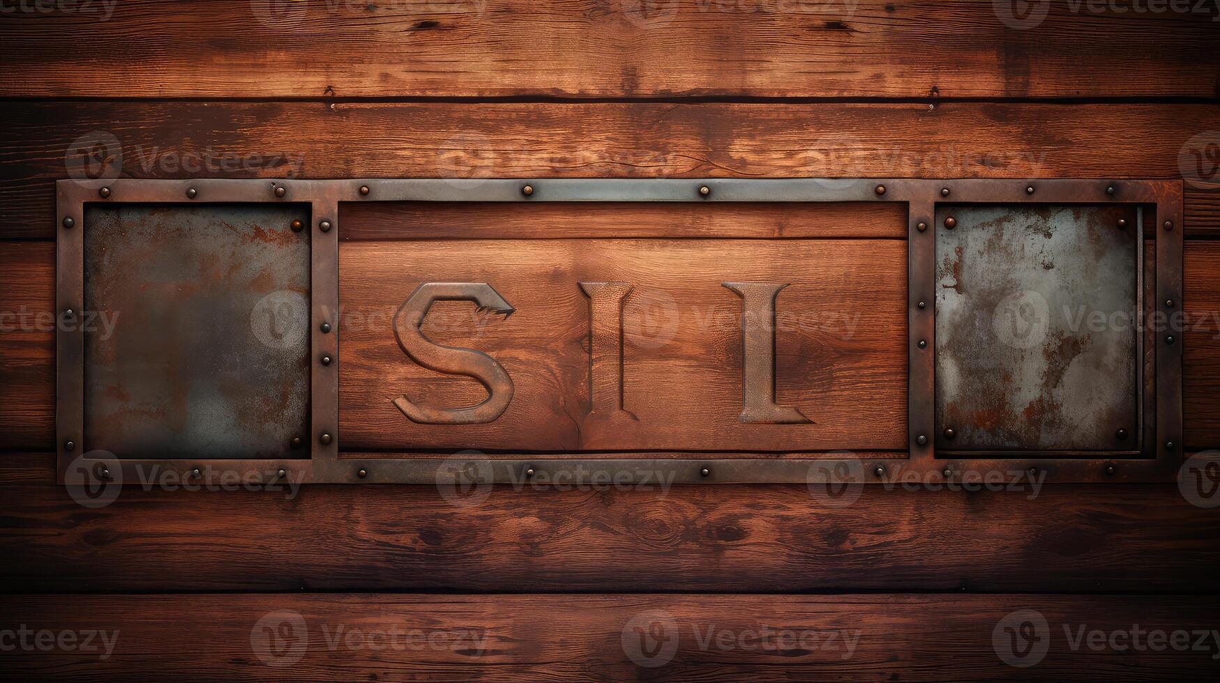 wooden metal text effect photo