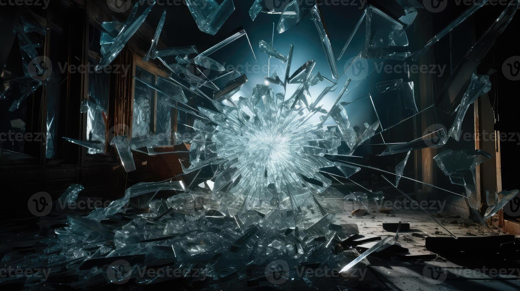 injury broken glass on floor photo