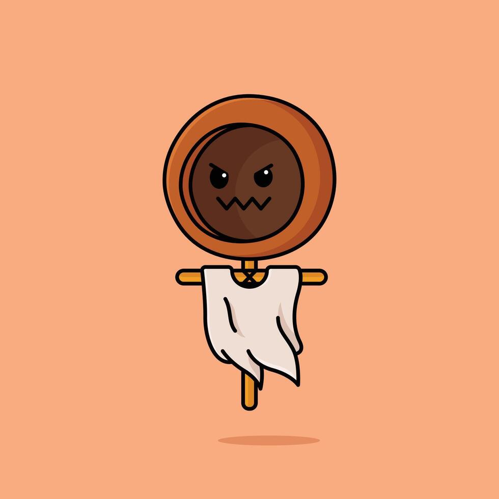 Simple cute jelangkung ghost cartoon illustration Collection of Indonesian ghost concept icon isolated vector