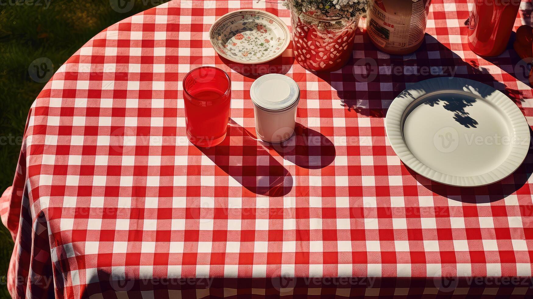 checkered cloth table photo