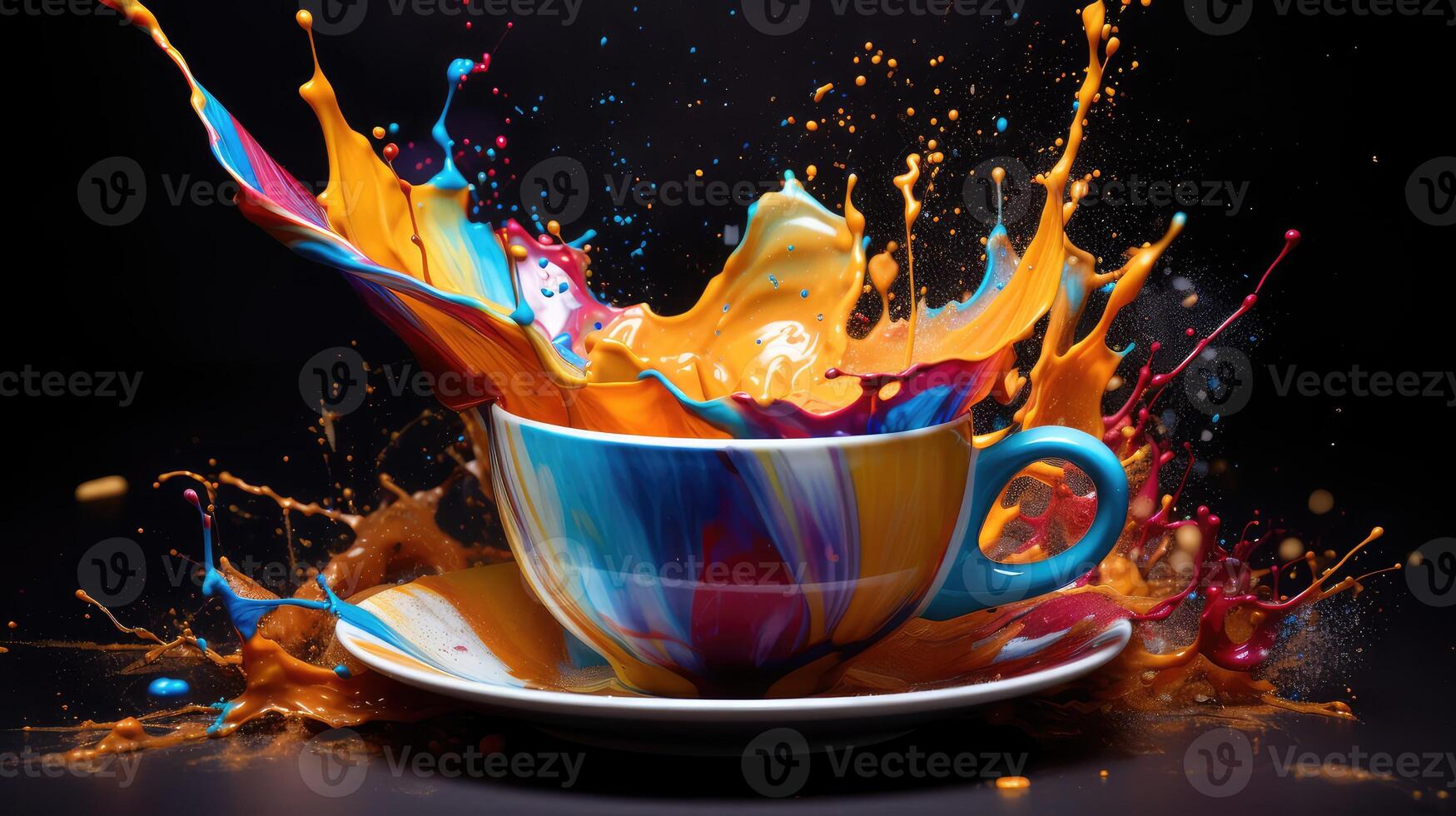 colorful coffee cup splash photo
