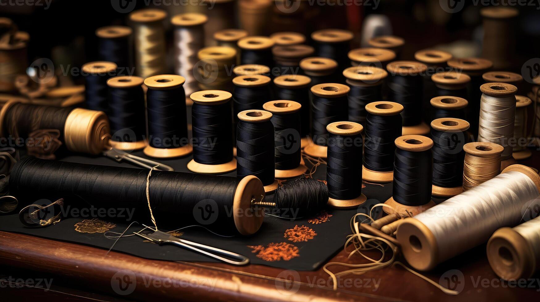 neatly black thread photo
