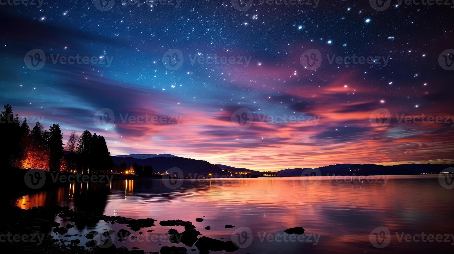 nightfall stars at dusk photo