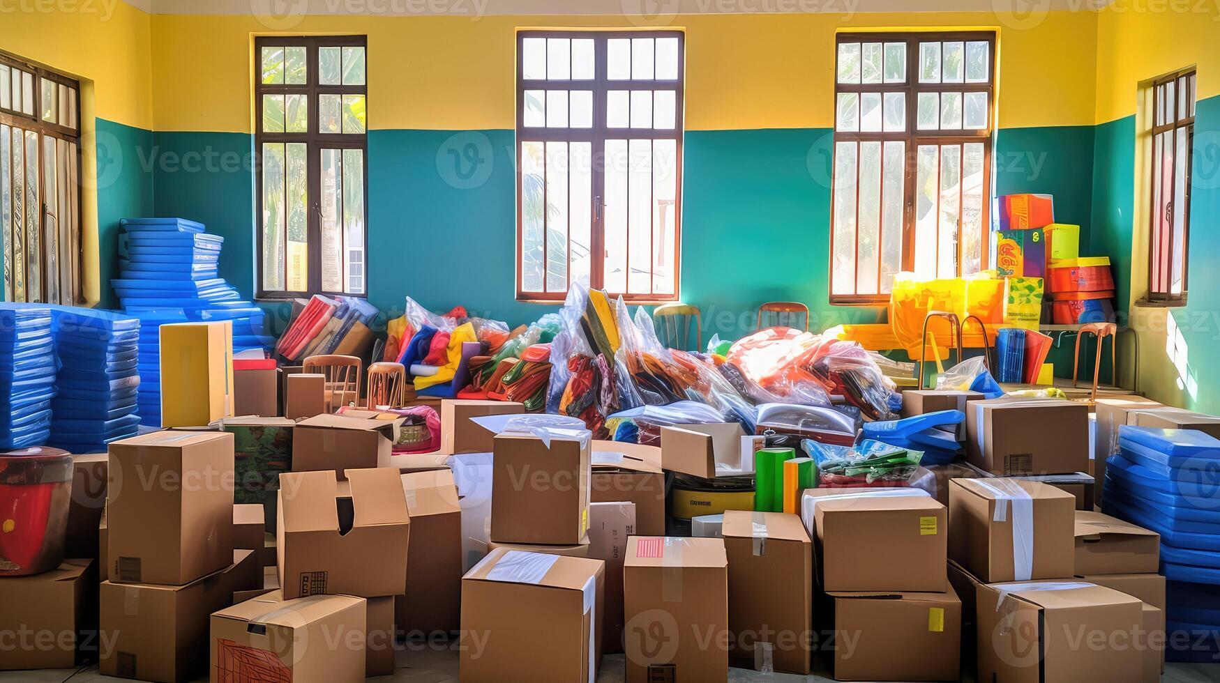school boxes of supplies photo