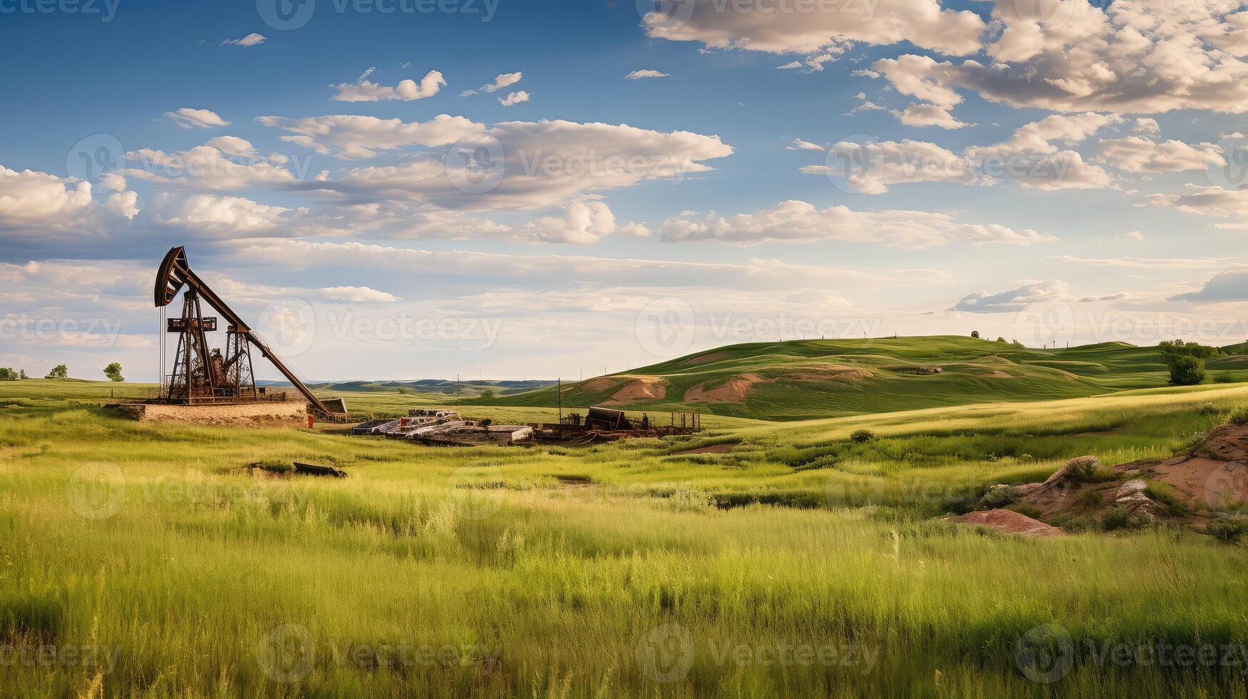 landscape north dakota oil well photo