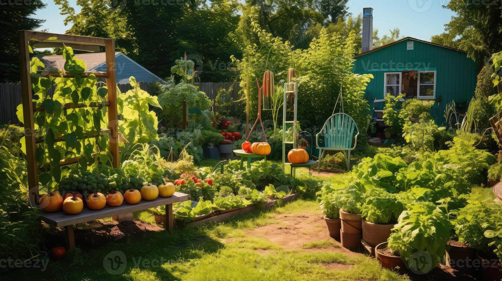 tomatoes green backyard photo