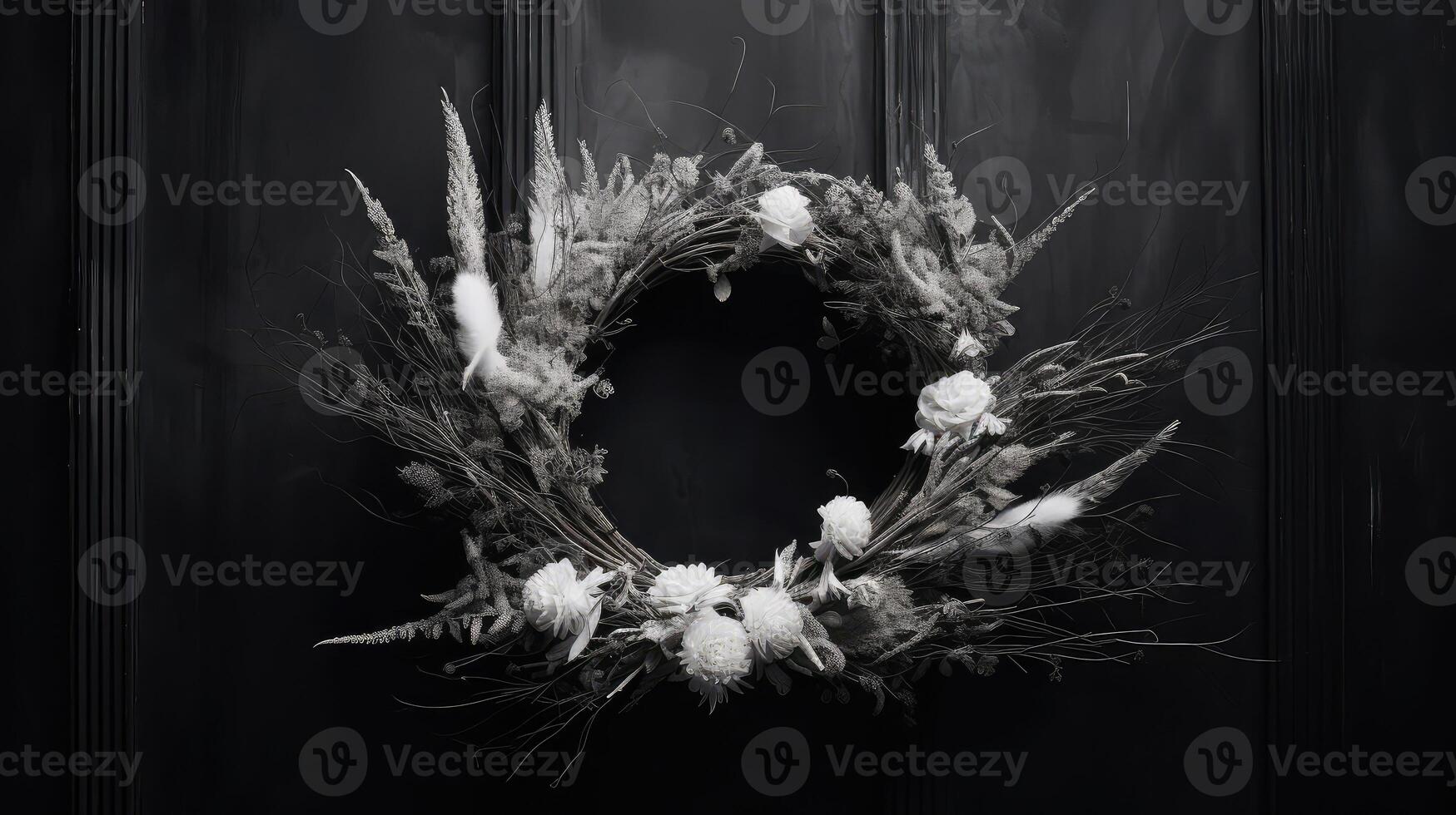 photo wreath black and white