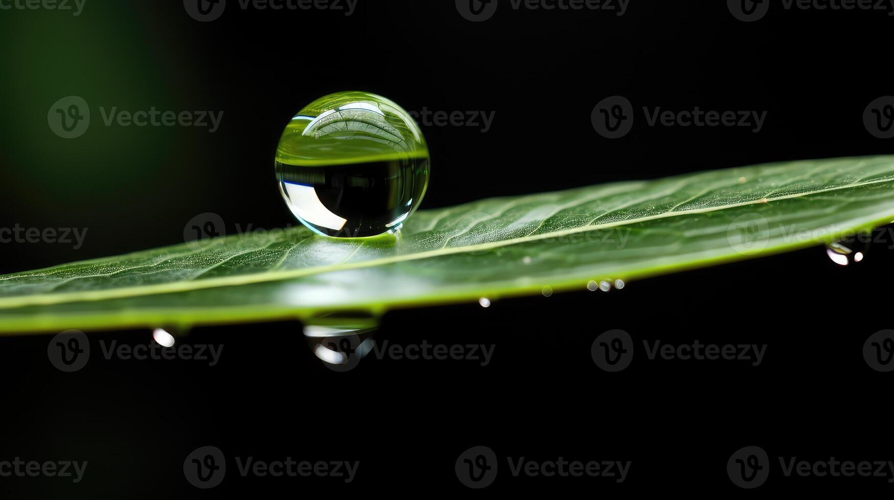 reflection water drop leaf photo