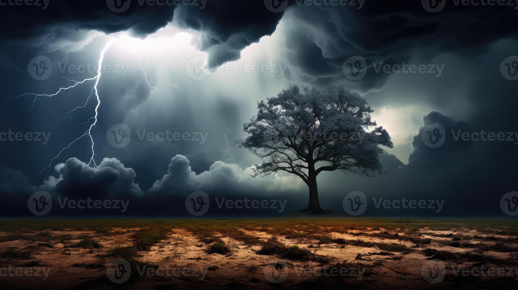 clouds tree in storm photo