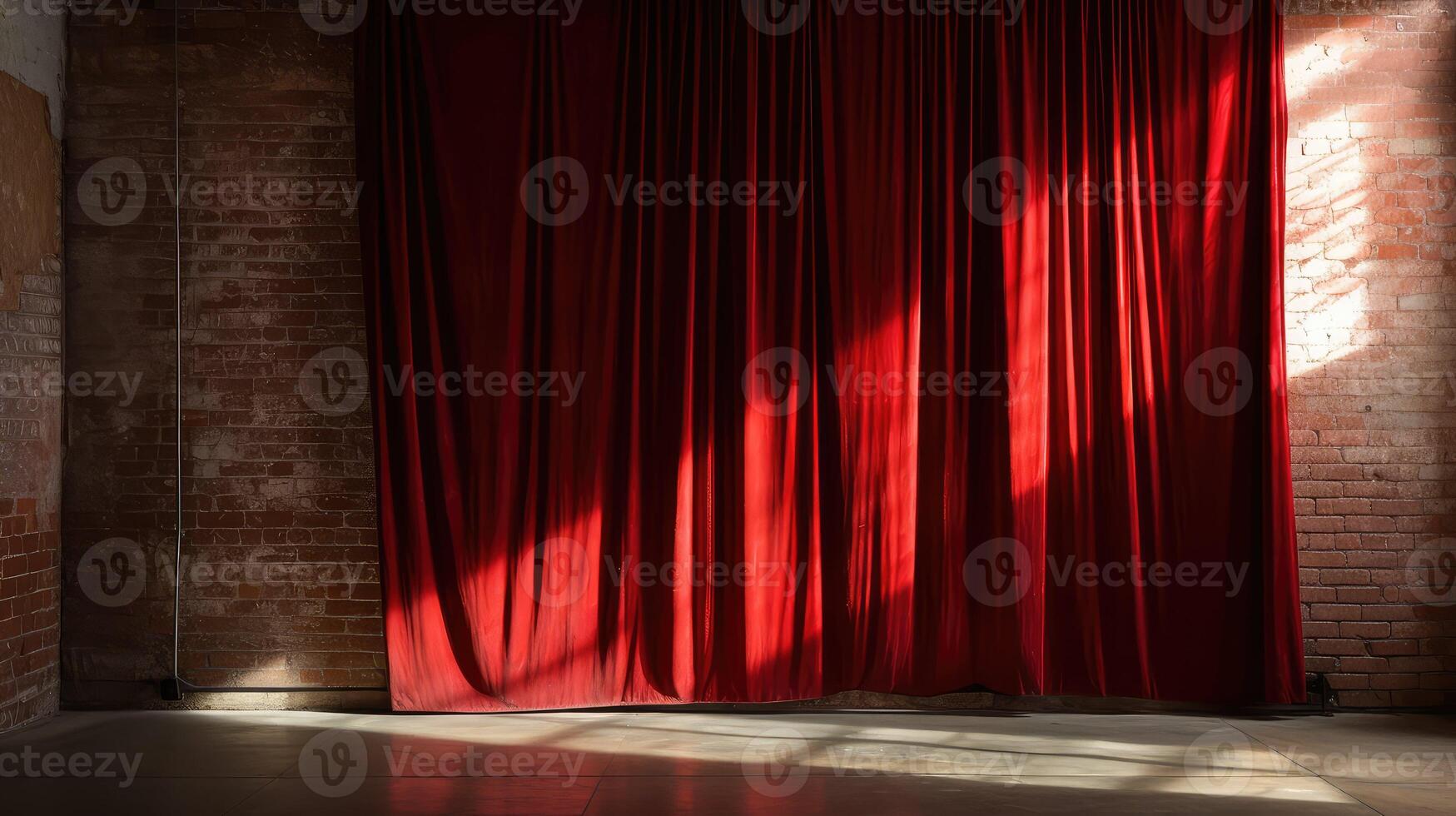exposed red curtain brick wall photo