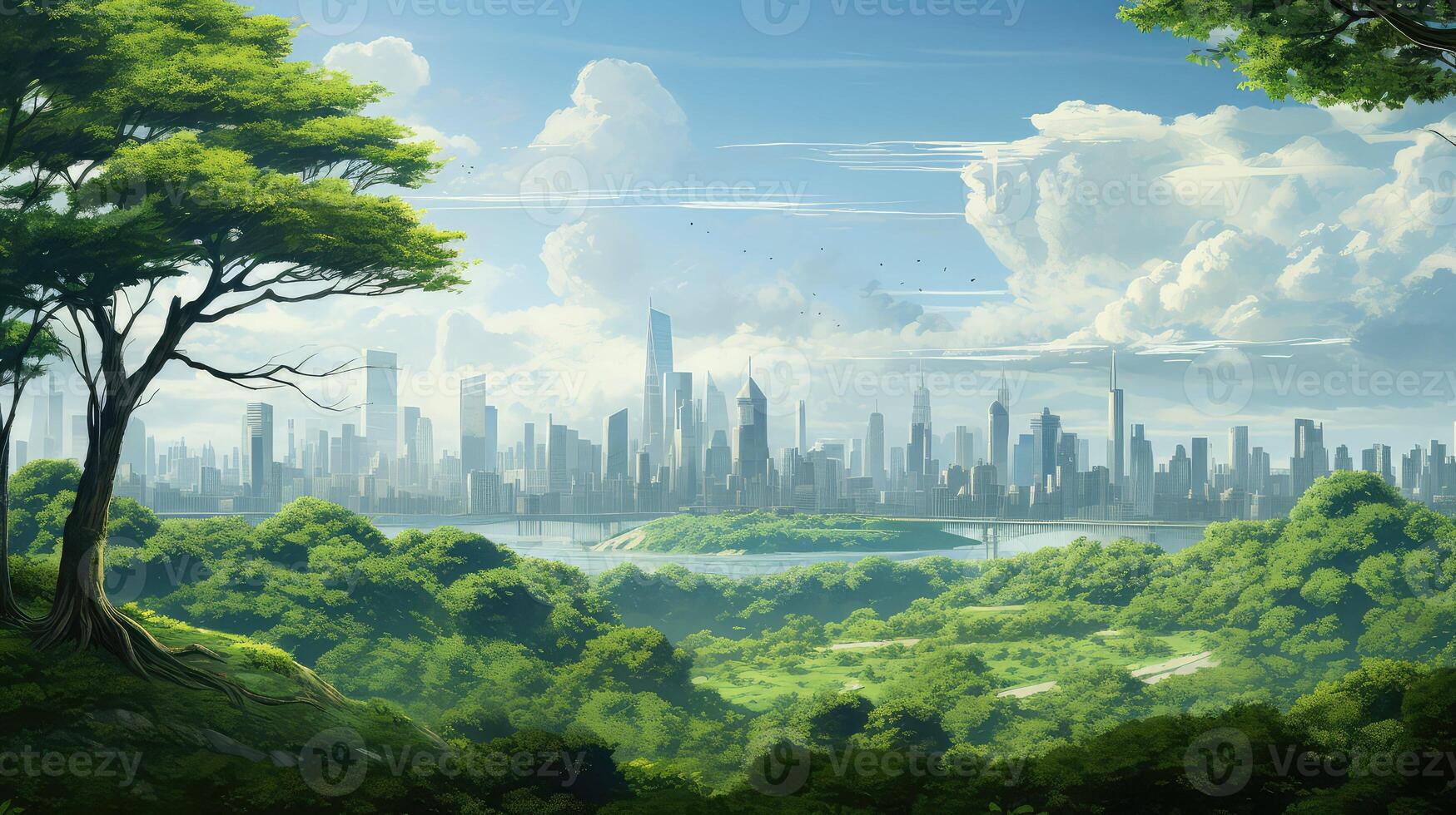 depth skyline with trees photo