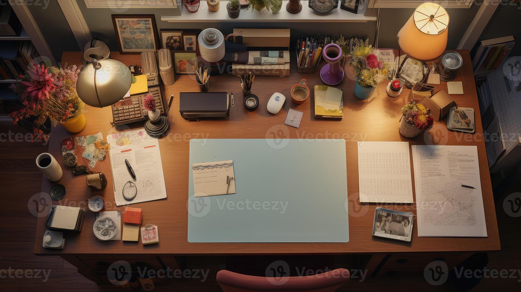fice top view of teachers desk photo