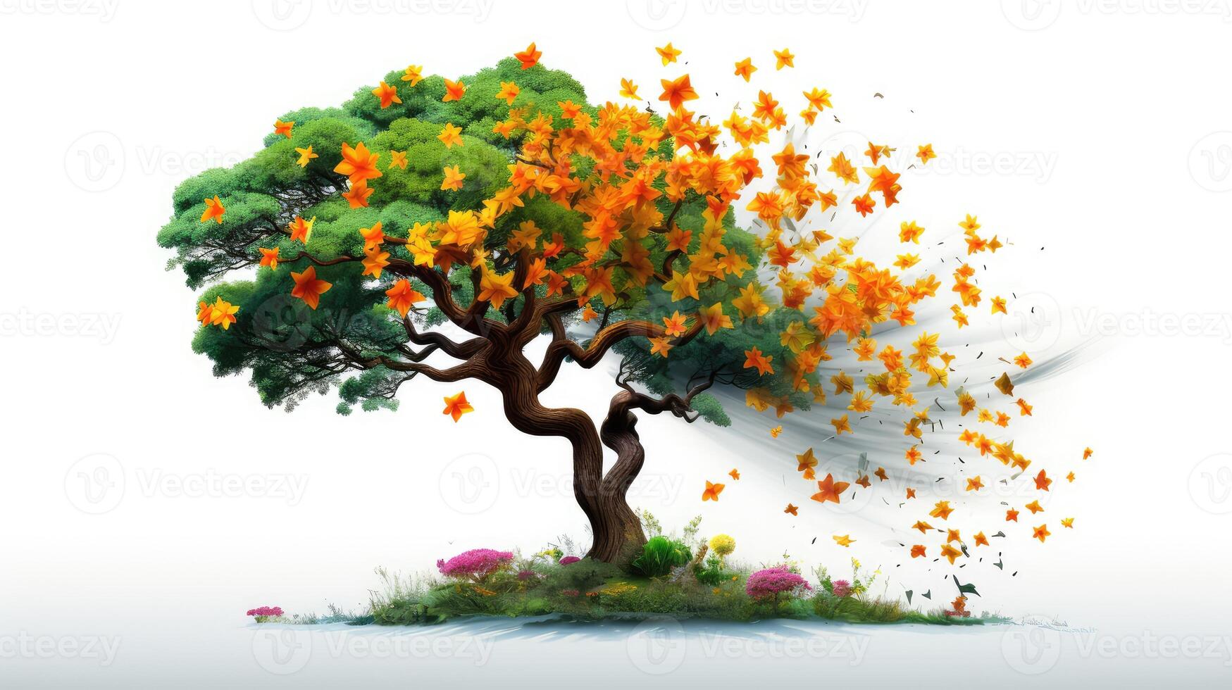 vibrant one tree on transparent background photo