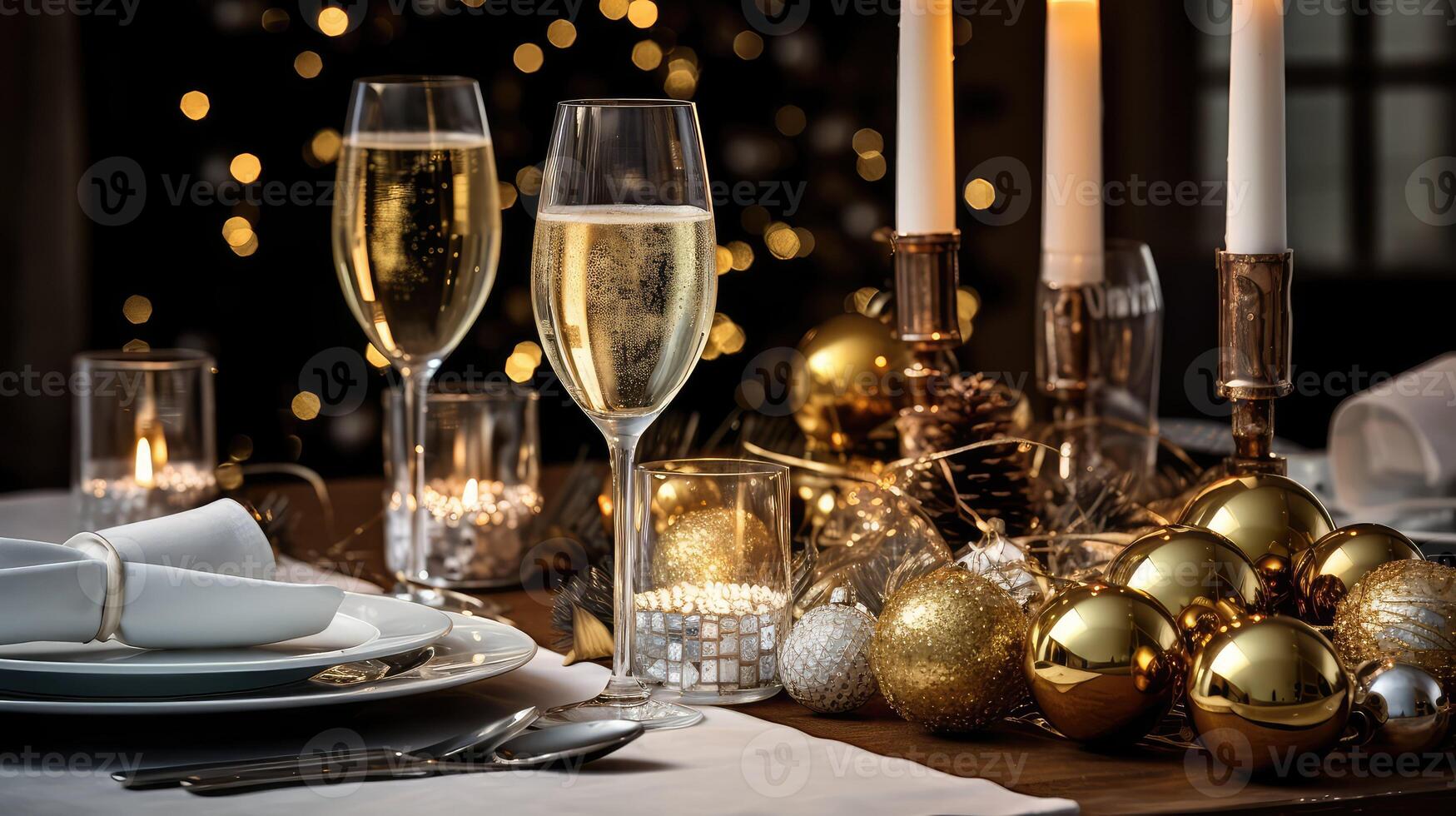 festive table wine bottle photo