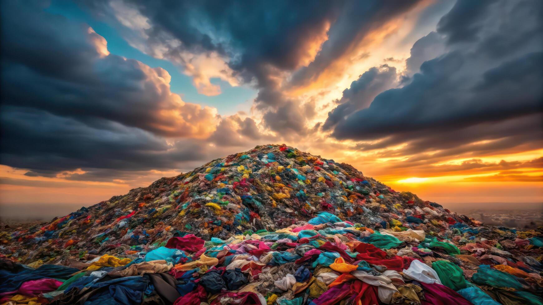 A pile of clothes on top of a mountain photo