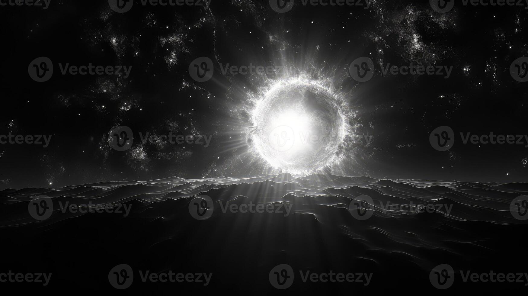light solar system black white photo