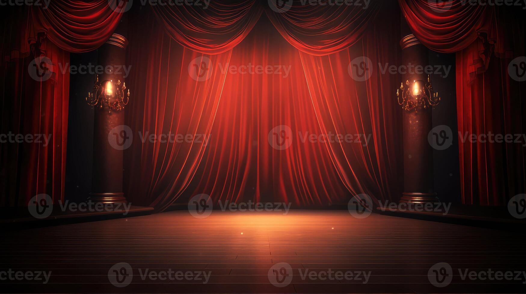 stage red theater curtains photo