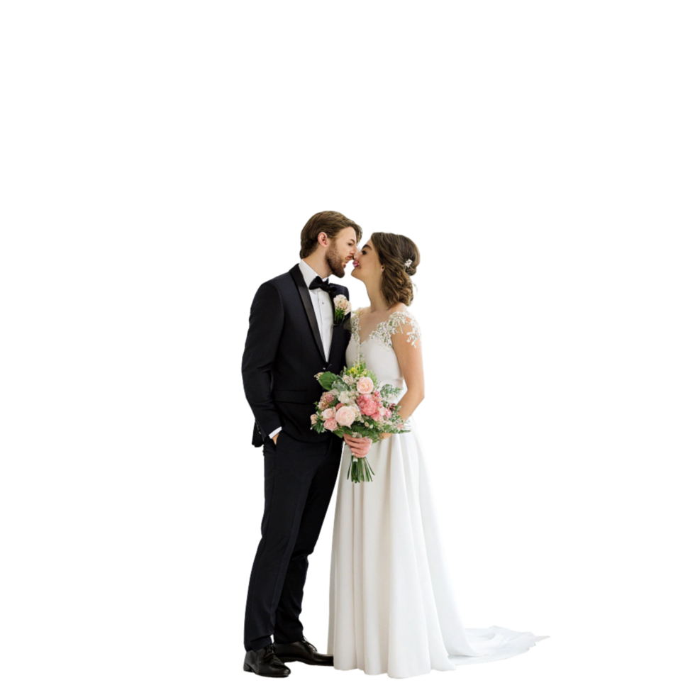 boy and girl valentine Day kissing on standing style isolated on transparent background png
