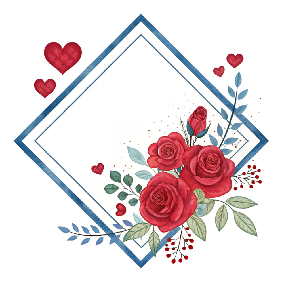 flower border frame valentines day isolated on transparent background png