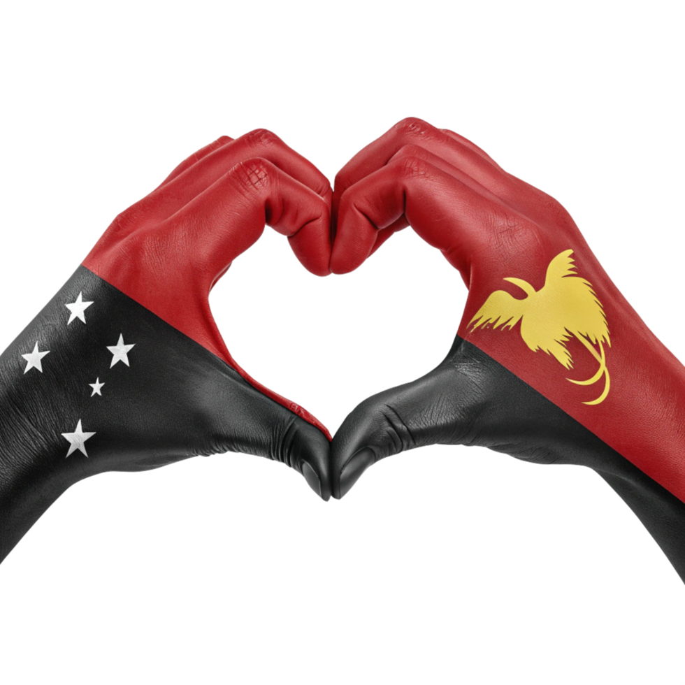 Pap flag with heart hand 3d cear realstic isolated on transparent background png