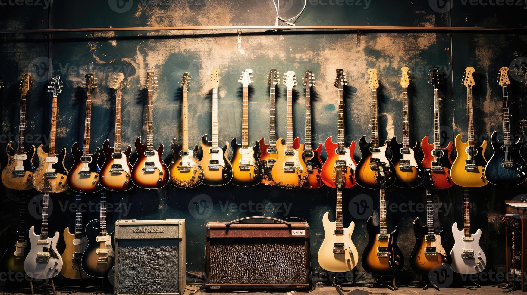 rock wall of guitars photo