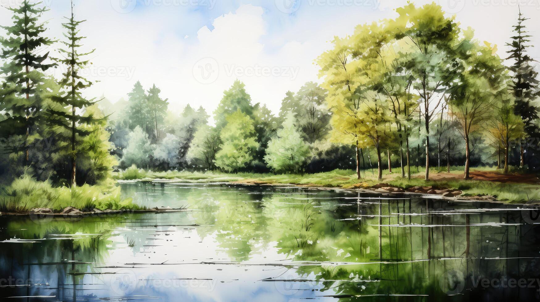 serene water color image photo