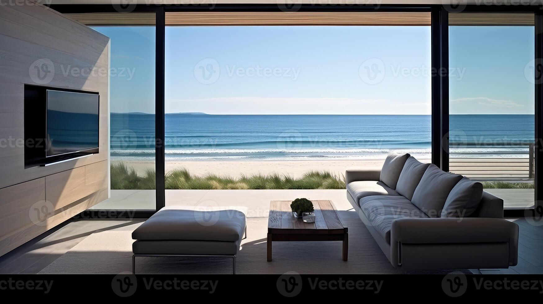 sleek beach house windows photo