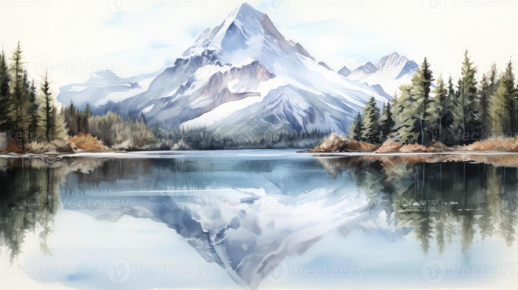 reflection water color mountain photo