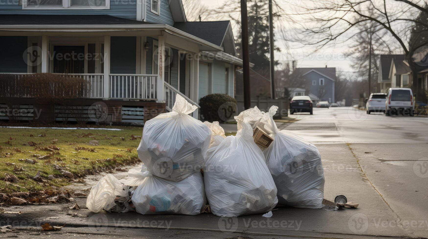disposal white trash bag photo