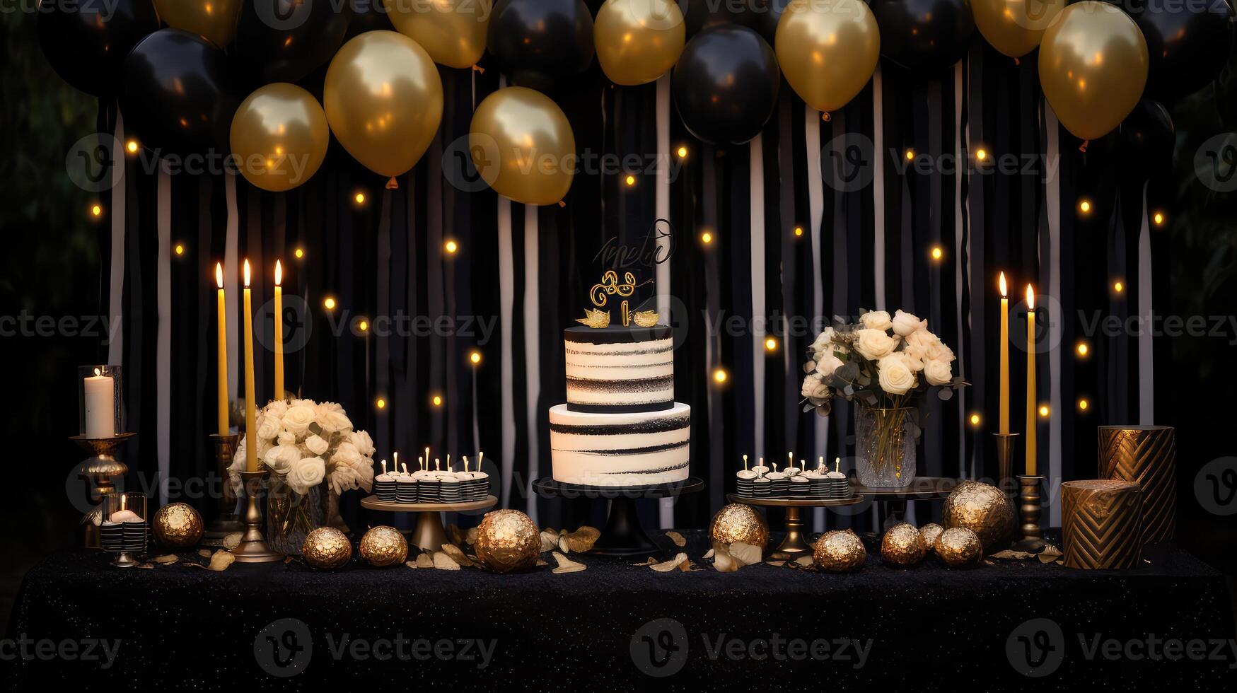 table black and gold birthday background photo
