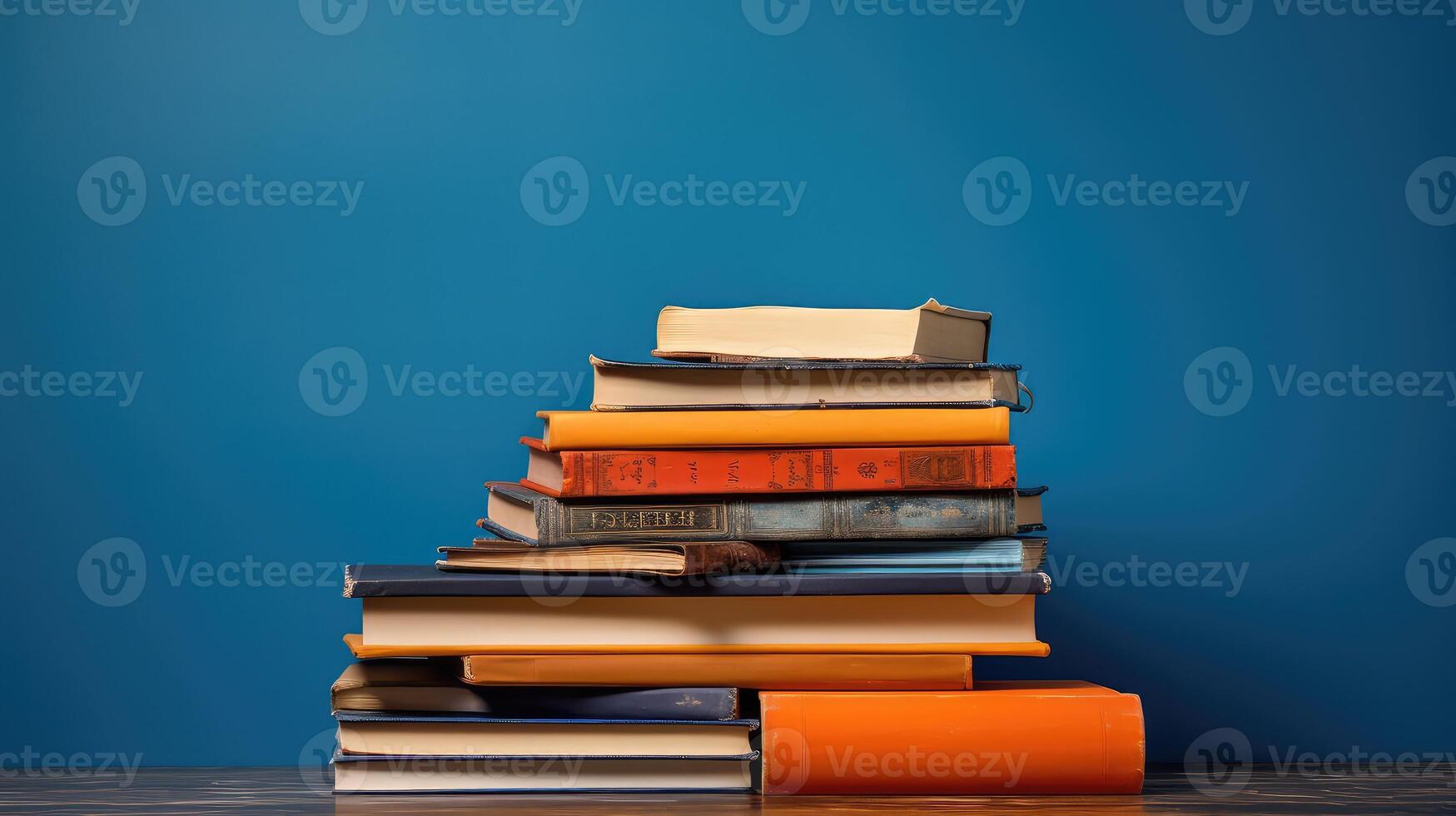 books orange blue background photo