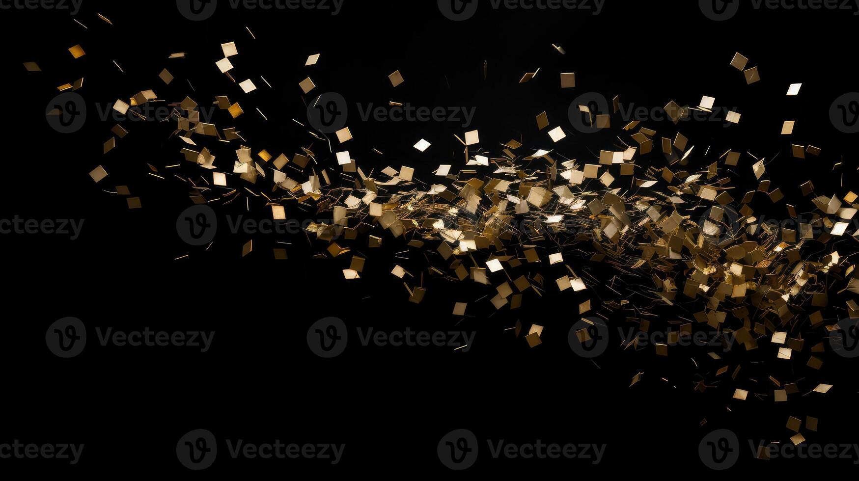 falling black background with gold confetti photo