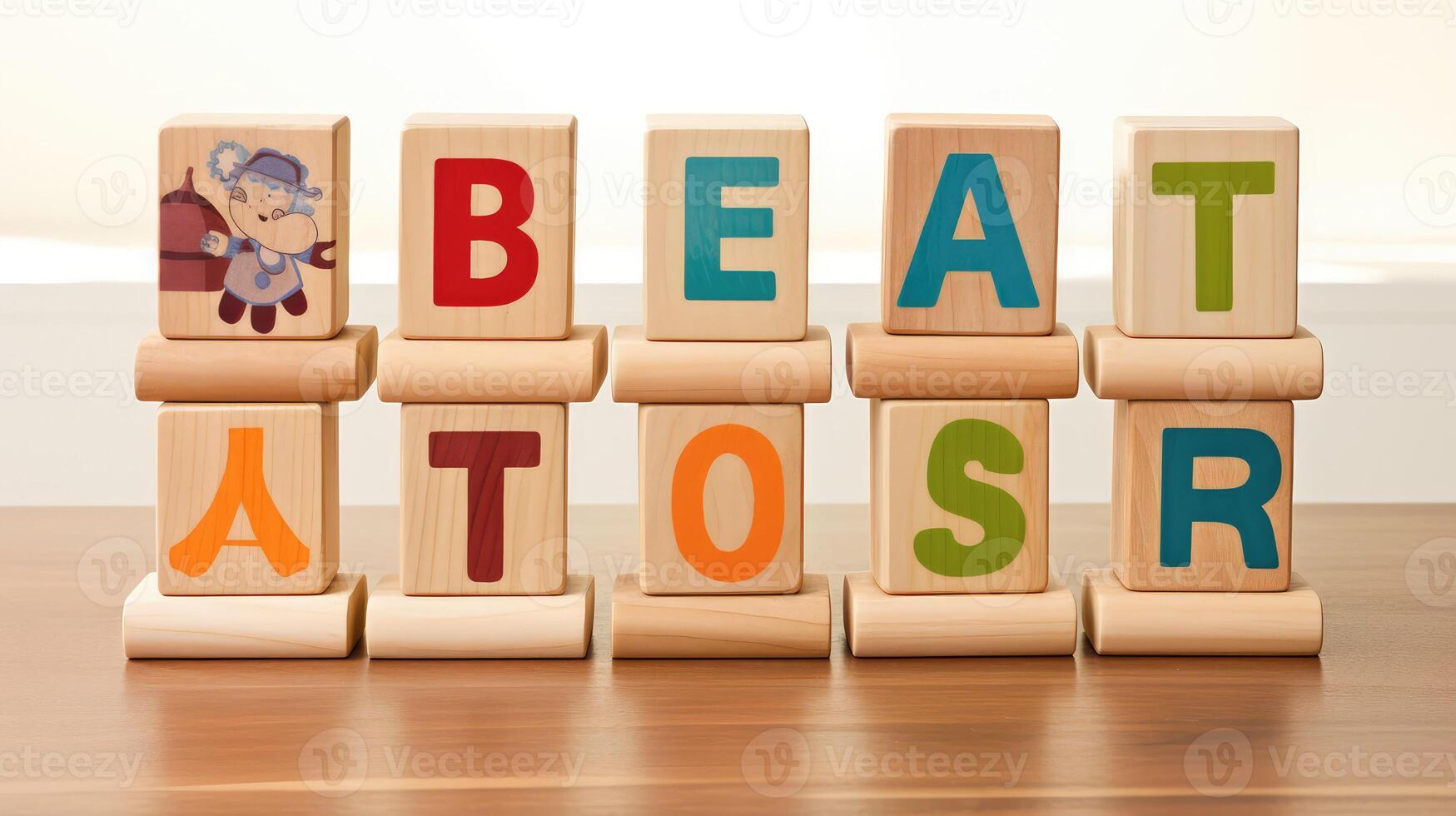 natural wood alphabet photo