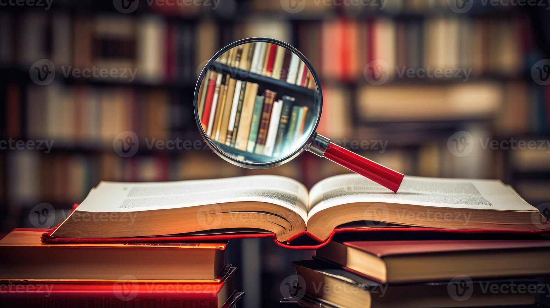 books red magnifying glass photo